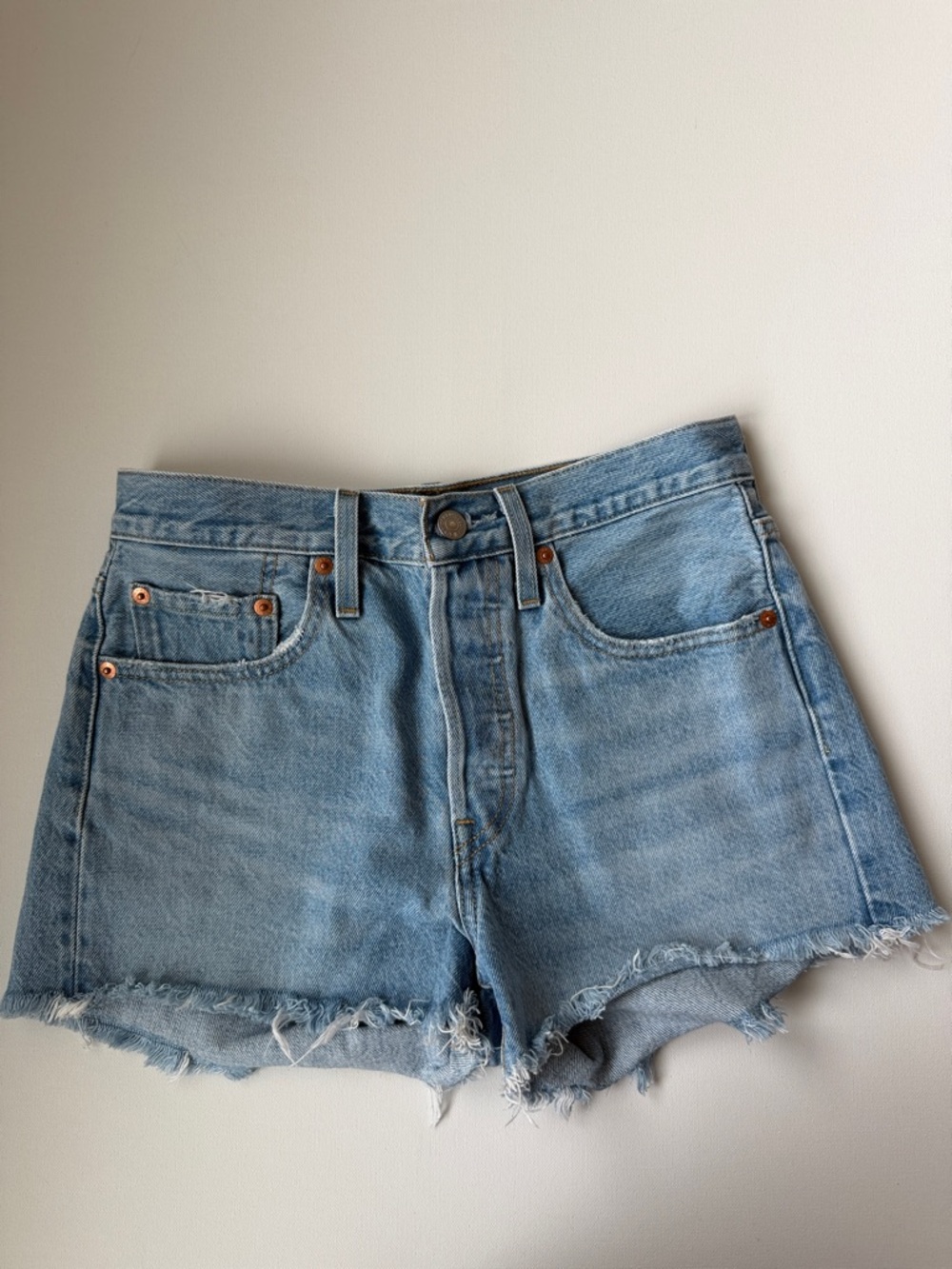 Levi’s frayed jean shorts
